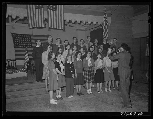 Untitled photo, possibly related to: Tulare County, California. FSA (Farm Security Administration) farm workers' camp. The President's birthday ball