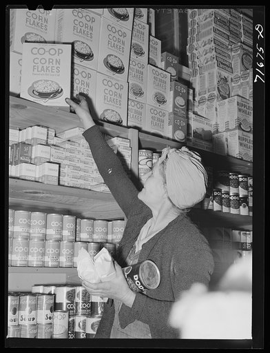 Untitled photo, possibly related to: Tulare County, California. FSA (Farm Security Administration) farm workers' camp. The cooperative store