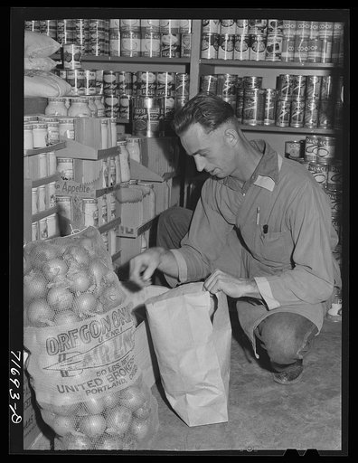 Untitled photo, possibly related to: Tulare County, California. FSA (Farm Security Administration) farm workers' camp. The cooperative store