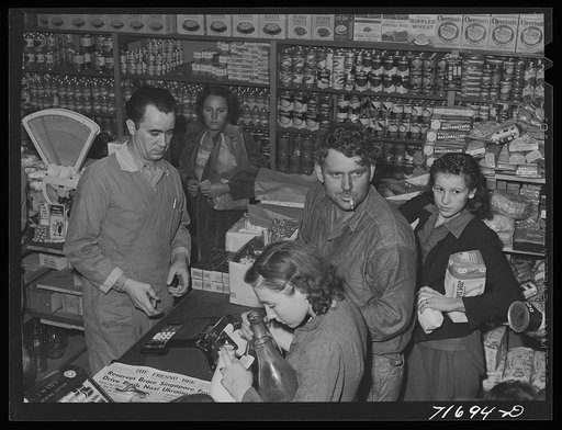 Untitled photo, possibly related to: Tulare County, California. FSA (Farm Security Administration) farm workers' camp. The cooperative store