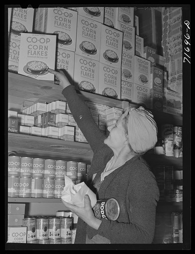 Tulare County, California. FSA (Farm Security Administration) farm workers' camp. The cooperative store