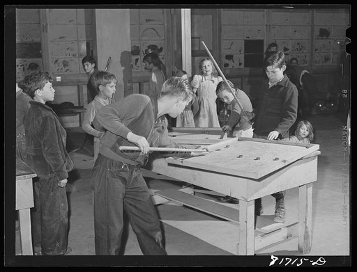Tulare County, California. FSA (Farm Security Administration) farm workers' camp. The recreation room