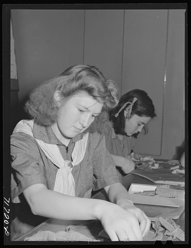 Tulare County, California. FSA (Farm Security Administration) farm workers' camp. Girl Scout