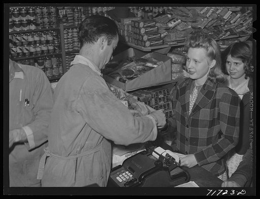 Untitled photo, possibly related to: Tulare County, California. FSA (Farm Security Administration) farm workers' camp. The cooperative store