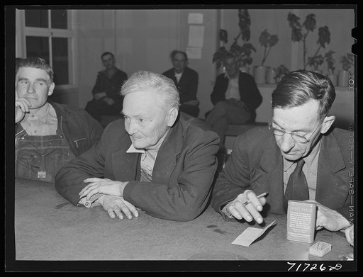 Woodville, California. FSA (Farm Security Administration) farm workers' community. Camp council meeting