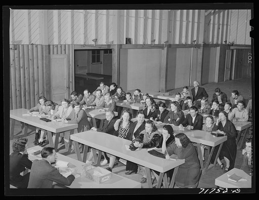 Untitled photo, possibly related to: Woodville, California. FSA (Farm Security Administration) farm workers' community. First aid class