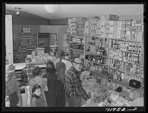 Woodville, California. FSA (Farm Security Administration) farm workers' community. Interior of the cooperative store