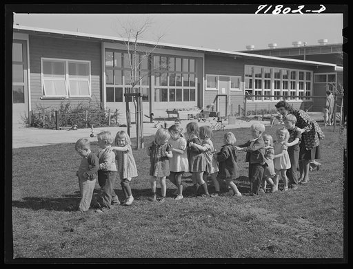 Untitled photo, possibly related to: Woodville, California. FSA (Farm Security Administration) farm workers' community. Nursery children playing