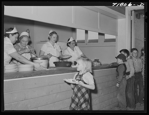 Untitled photo, possibly related to: Woodville, California. FSA (Farm Security Administration) farm workers' community. Hot lunches for schoolchildren