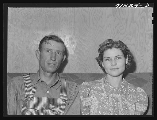 Woodville, California. FSA (Farm Security Administration) farm workers' community. Agricultural worker and his wife