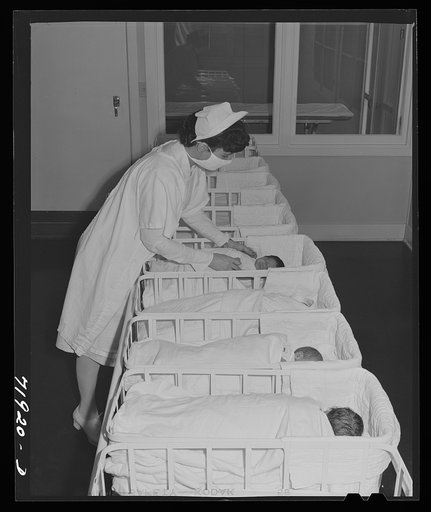 Untitled photo, possibly related to: In the nursery at the Cairns General Hospital at the FSA (Farm Security Administration) farm workers' community. Eleven Mile Corner, Arizona