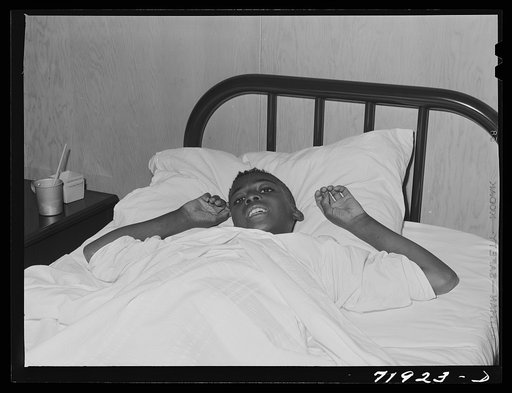 Eleven Mile Corner, Arizona. Cairns General Hospital, FSA (Farm Security Administration) farm workers' community. Little boy who was operated on for appendicitis