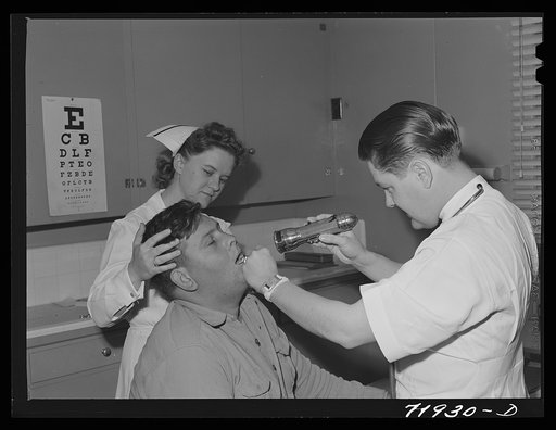 In the clinic at the Cairns General Hospital at the FSA (Farm Security Administration) farm workers' community. Eleven Mile Corner, Arizona