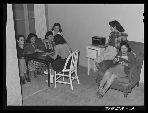 NYA (National Youth Administration) girls who live at the resident center at the FSA (Farm Security Administration) farm workers' community. Eleven Mile Corner, Arizona