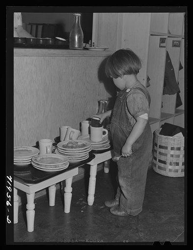 Woodville, Calif. FSA (Farm Security Administration) farm workers' community. Lunch in the nursery school