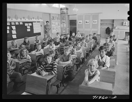 Schoolchildren at the FSA (Farm Security Administration) farm workers' community. Eleven Mile Corner, Arizona