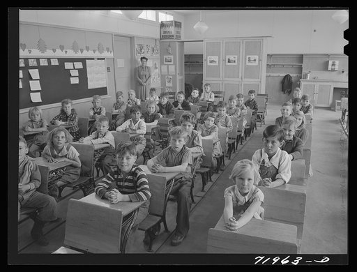 Untitled photo, possibly related to: Schoolchildren at the FSA (Farm Security Administration) farm workers' community. Eleven Mile Corner, Arizona