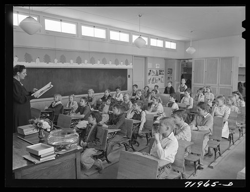 Schoolchildren at the FSA (Farm Security Administration) farm workers' community. Eleven Mile Corner, Arizona