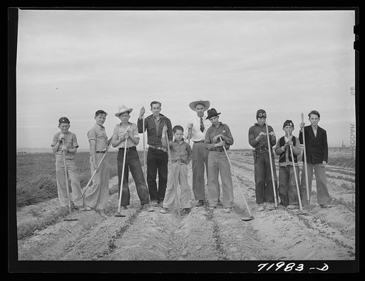 Eleven Mile Corner, Arizona. FSA (Farm Security Administration) farm workers' community. Boys learning to garden in the vocational training class. This is vocational training as provided for in the Smith-Hughes bill