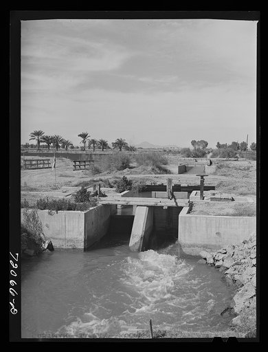 Irrigation ditch and gates. Imperial County, California