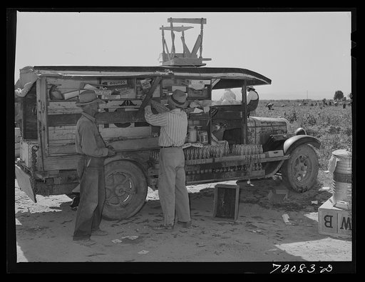 Untitled photo, possibly related to: During the harvest seasons this traveling refreshment stand goes from field to field. Imperial County, California