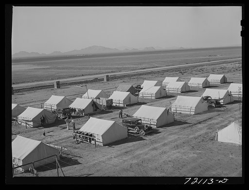 Tent at the FSA (Farm Security Administration) farm workers' community. Friendly Corners, Arizona