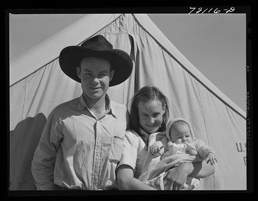 Farm workers who live at the FSA (Farm Security Administration) farm workers' community mobile unit. Friendly Corners, Arizona