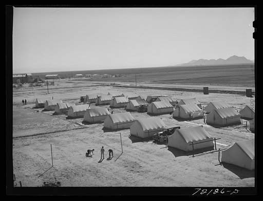 Untitled photo, possibly related to: Tent homes at the FSA (Farm Security Administration) farm workers' community mobile unit. Friendly Corners, Arizona