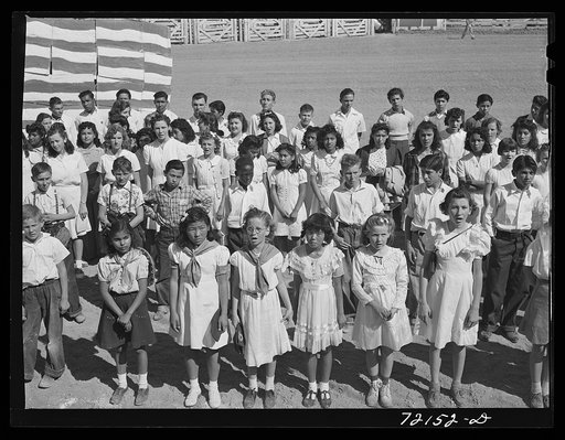 Untitled photo, possibly related to: Schoolchildren's victory chorus at the Imperial County Fair, California
