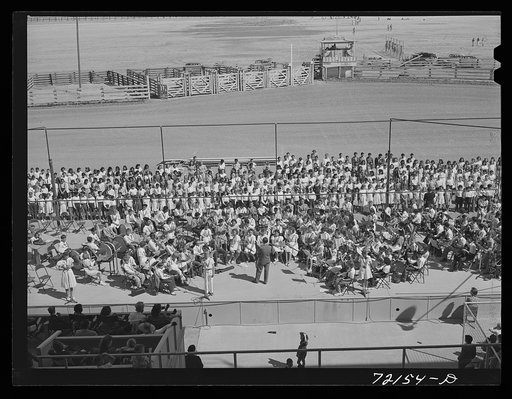 Schoolchildren's victory chorus at the Imperial County Fair, California
