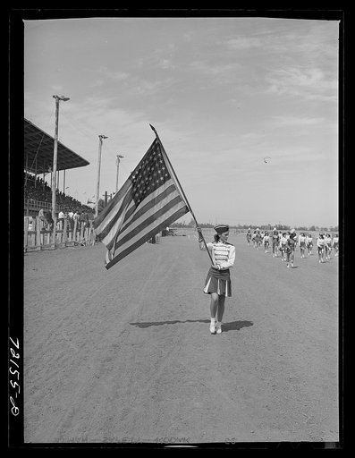 Drum majorette of the schoolchildren's victory chorus at the Imperial County Fair, California