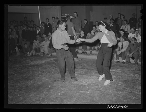 Untitled photo, possibly related to: Jitterbug contest at the dance which closed the second annual field day at the FSA (Farm Security Administration) farm workers' community. Yuma, Arizona