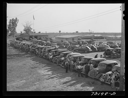 Untitled photo, possibly related to: Automobiles of farm workers at the second annual field day at the FSA (Farm Security Administration) farm workers' community. Yuma, Arizona