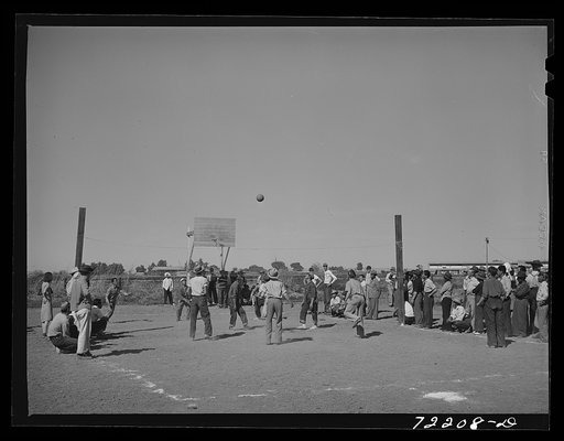 Untitled photo, possibly related to: Volleyball game at the annual field day at the FSA (Farm Security Administration) farmworkers community, Yuma, Arizona
