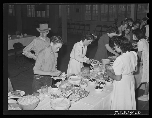 Dinner at the second annual field day  at the FSA (Farm Security Administration) farm workers' community. Yuma, Arizona