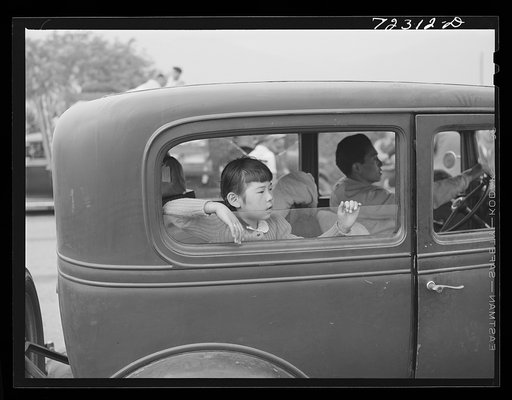Los Angeles County, California. The evacuation of Japanese and Japanese-Americans from West coast areas under United States Army war emergency order. Japanese arrive at the Santa Anita reception center