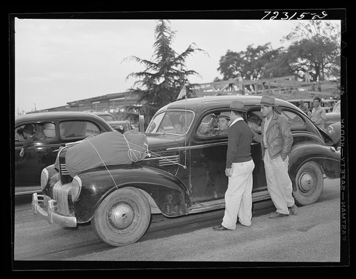 Los Angeles, California. The evacuation of Japanese and Japanese-Americans from the West coast areas under Army war emergency order. Japanese arriving at the Santa Anita reception center