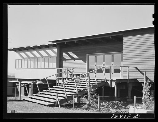 Untitled photo, possibly related to: Vallejo, California. FSA (Farm Security Administration) defense housing project. Detail of the restaurant building