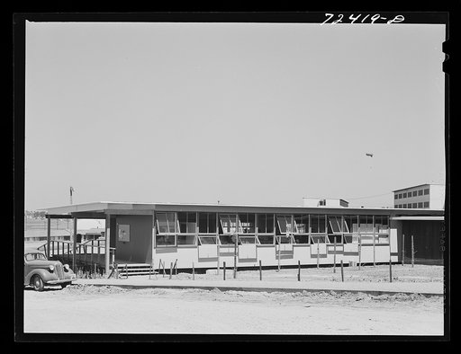 Untitled photo, possibly related to: Vallejo, California. FSA (Farm Security Administration) defense housing project. Detail of the administration building