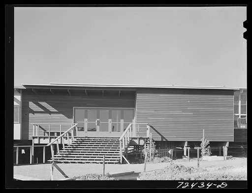 Vallejo, California. FSA (Farm Security Administration) defense housing project. Entrance to the restaurant