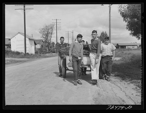 Untitled photo, possibly related to: San Juan Bautista, California. Schoolchildren collecting scrap metal for war. Japanese-Americans who had not been evacuated from this area participated in the drive