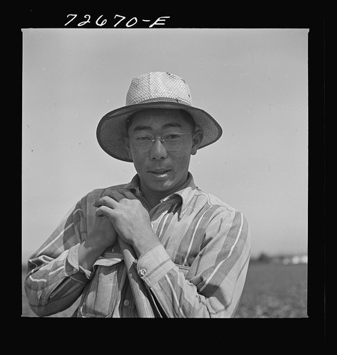 San Benito County, California. A Japanese-American waiting for final evacuation orders