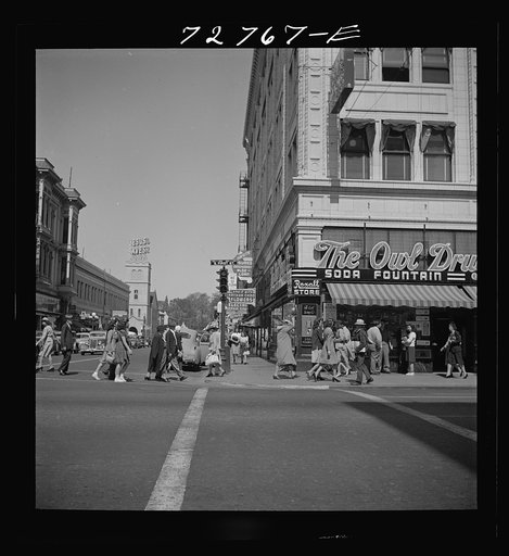 Untitled photo, possibly related to: Street scene in Oakland, California. One person out of every eighteen on the streets of the East Bay area is Portuguese
