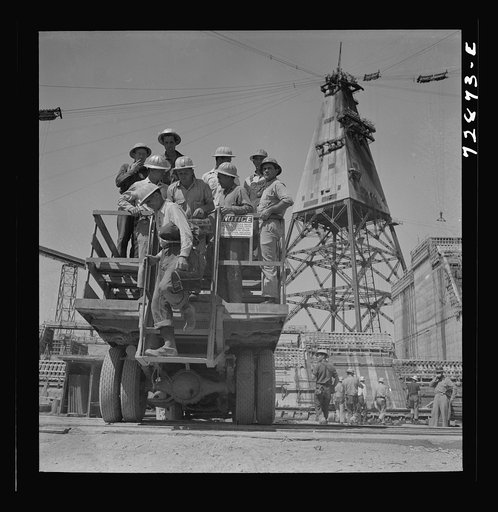 Shasta Dam, Shasta County, California. Arriving for work