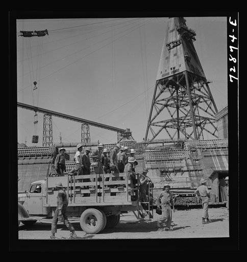 Shasta Dam, Shasta County, California. Arriving for work