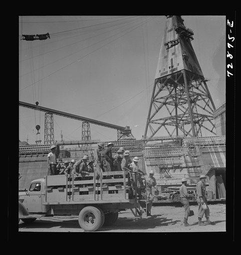 Untitled photo, possibly related to: Shasta Dam, Shasta County, California. Arriving for work