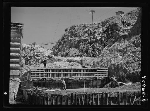 Shasta Dam, Shasta County, California. Construction work at the dam