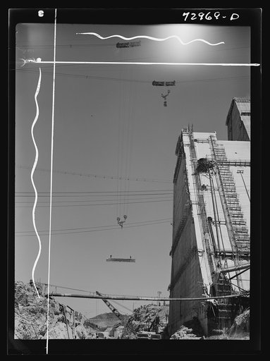 Shasta Dam, Shasta County, California. One side of the dam under construction
