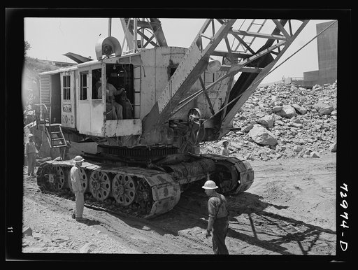 Untitled photo, possibly related to:  Shasta Dam, Shasta County, California. Steam shovel