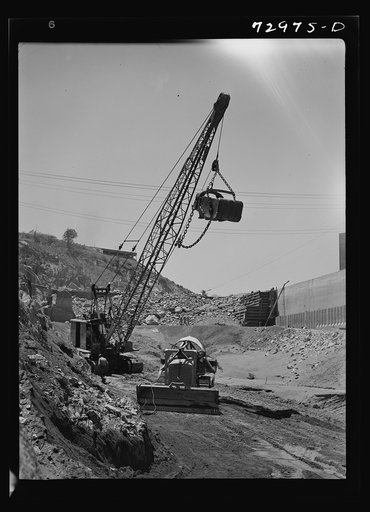 Untitled photo, possibly related to: Shasta Dam, Shasta County, California. Excavation work